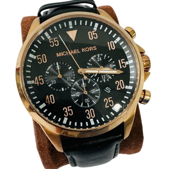 Michael Kors MK-8535 Gage Black Chronograph S/S 44mm Mens Quartz Watch - Picture 1 of 5